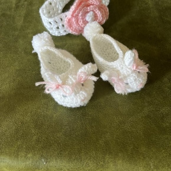 Easter dress, Petit Ami, light blue with crochet booties and headpiece - Picture 9 of 9